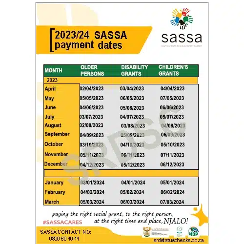 SASSA Disability Grant Payment Dates